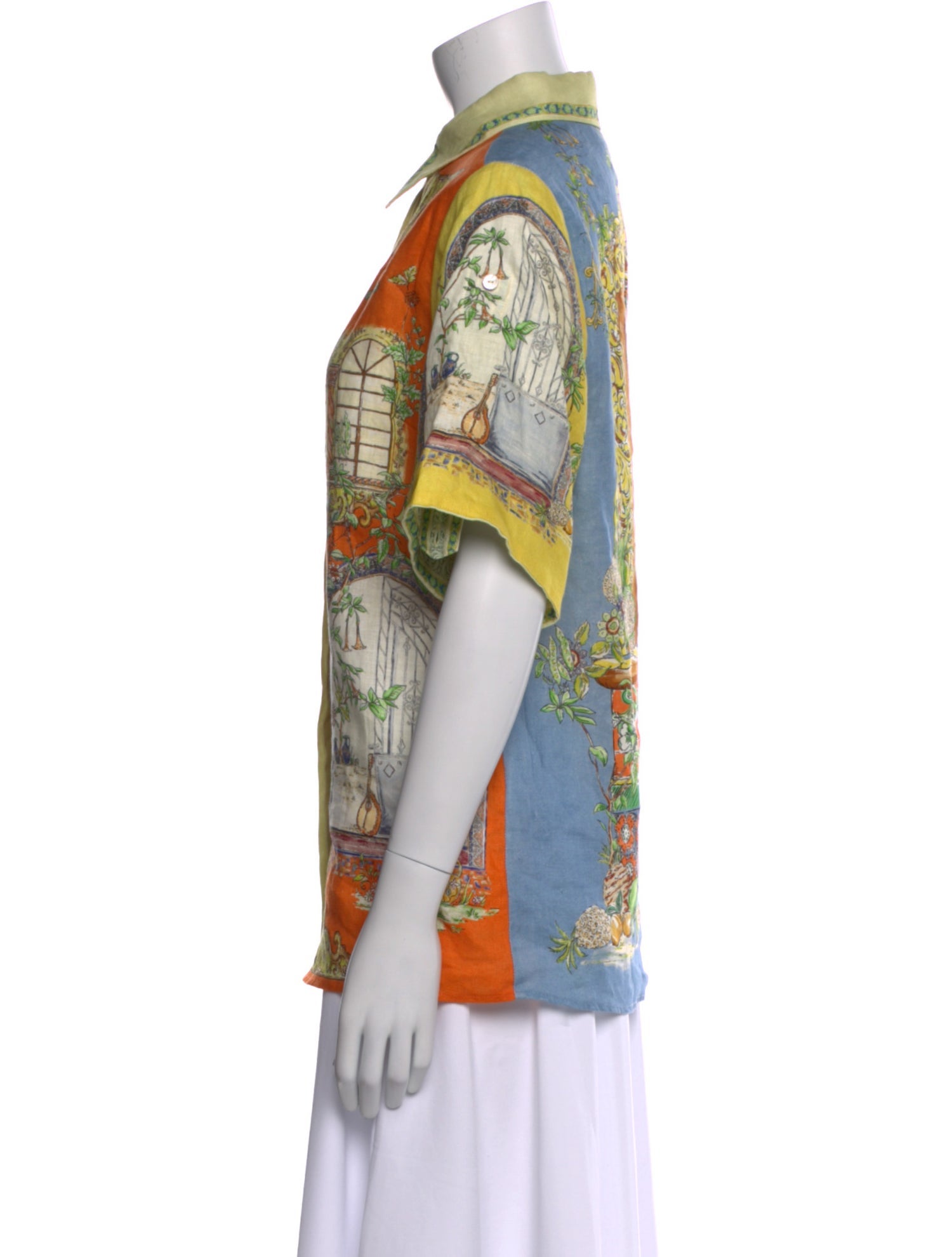 ALÉMAIS Linen Printed Button-Up Top