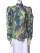 ALÉMAIS Floral Print Mock Neck Blouse