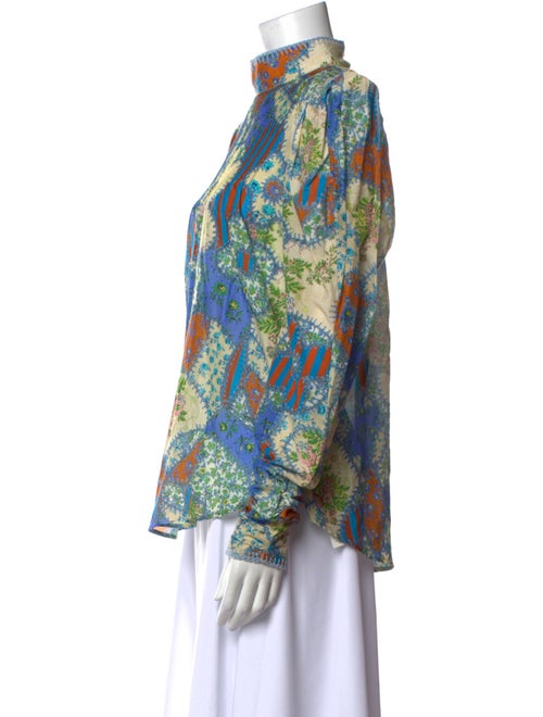 ALÉMAIS Floral Print Mock Neck Blouse