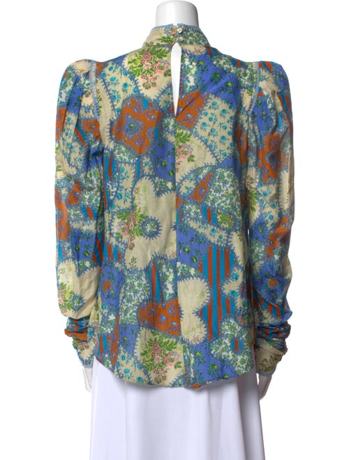 ALÉMAIS Floral Print Mock Neck Blouse