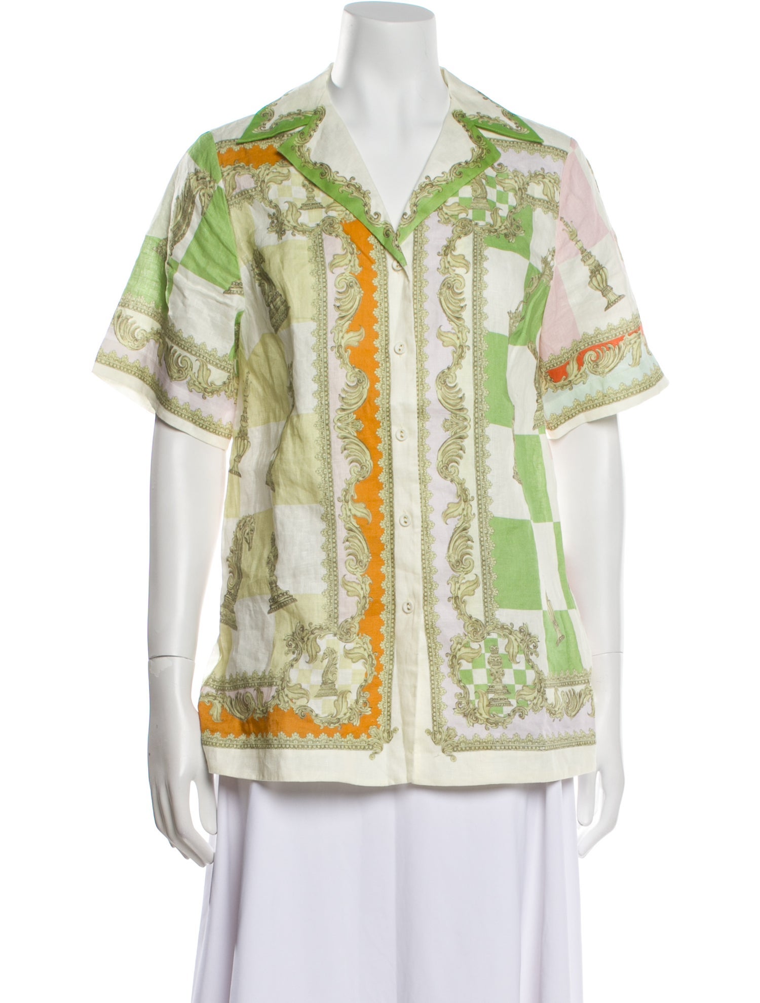 ALÉMAIS Printed Short Sleeve Button-Up Top