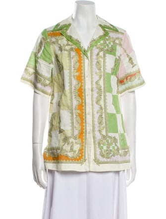 ALÉMAIS Printed Short Sleeve Button-Up Top