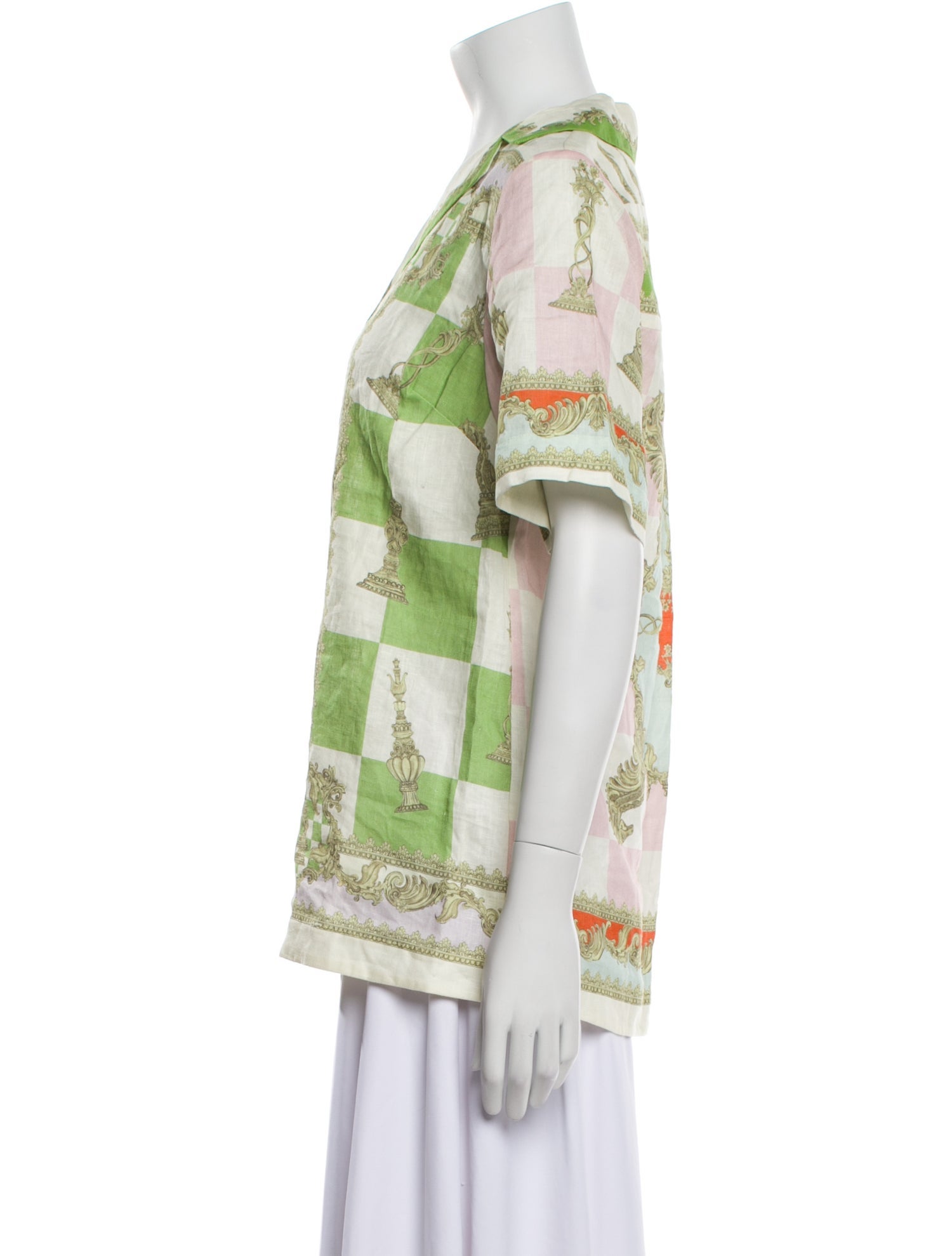 ALÉMAIS Printed Short Sleeve Button-Up Top