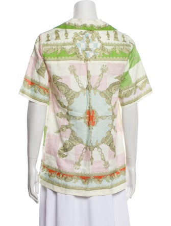 ALÉMAIS Printed Short Sleeve Button-Up Top