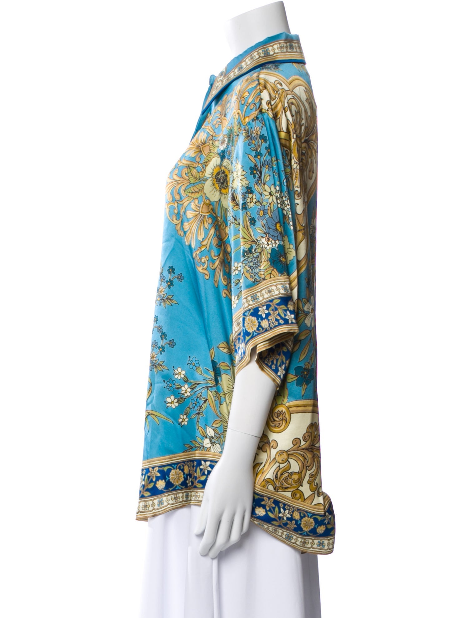 ALÉMAIS Silk Printed Button-Up Top w/ Tags