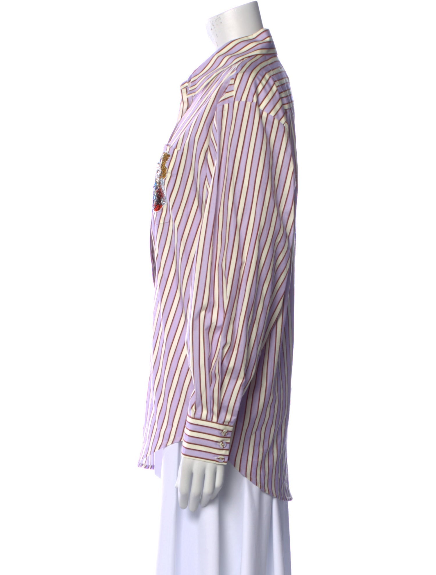 ALÉMAIS Striped Long Sleeve Button-Up Top w/ Tags