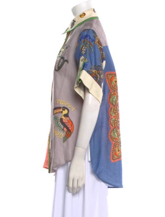 ALÉMAIS Linen Printed Button-Up Top