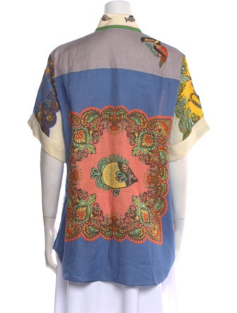 ALÉMAIS Linen Printed Button-Up Top