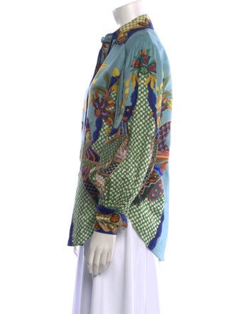 ALÉMAIS Linen Printed Button-Up Top