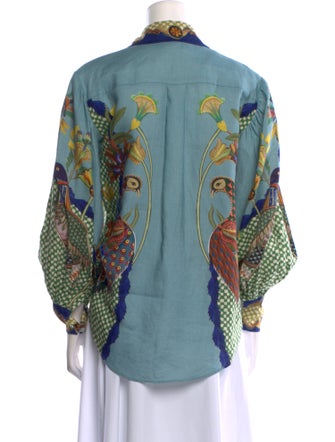 ALÉMAIS Linen Printed Button-Up Top