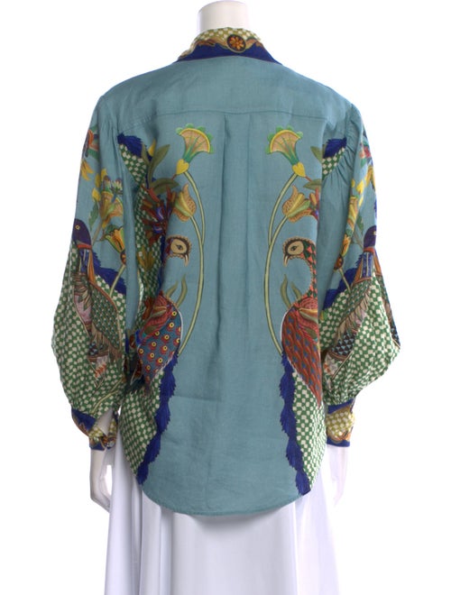 ALÉMAIS Linen Printed Button-Up Top