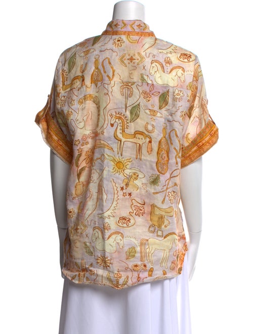 ALÉMAIS Linen Printed Button-Up Top