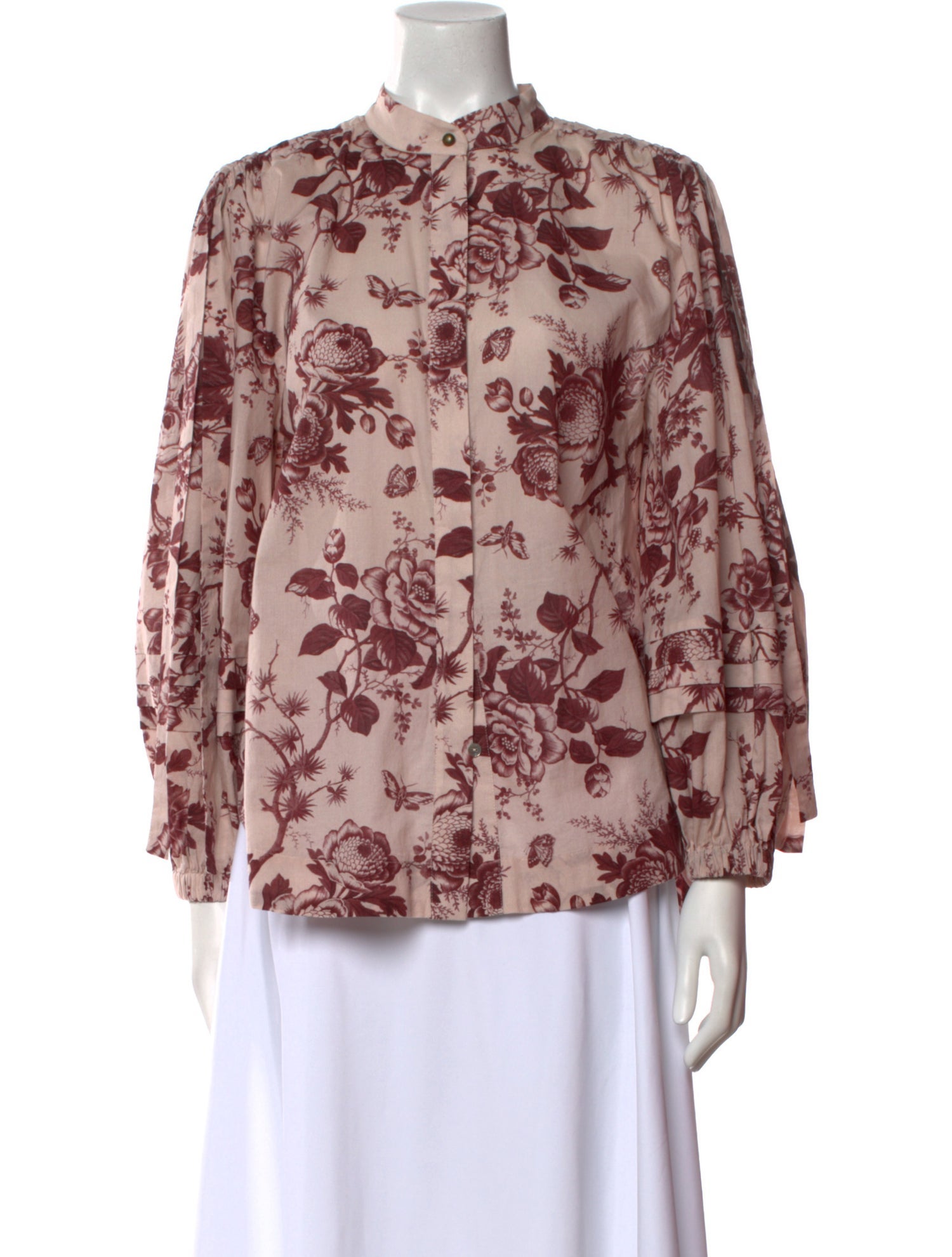ALÉMAIS Floral Print Mock Neck Blouse