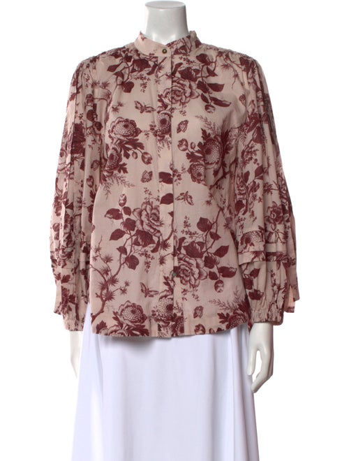 ALÉMAIS Floral Print Mock Neck Blouse