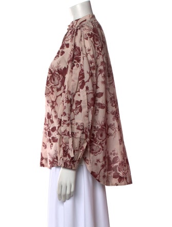 ALÉMAIS Floral Print Mock Neck Blouse