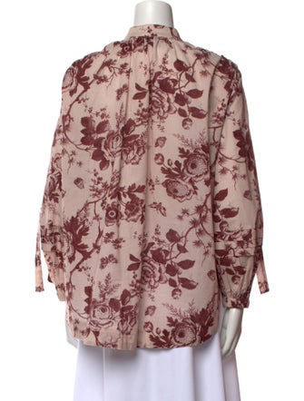 ALÉMAIS Floral Print Mock Neck Blouse