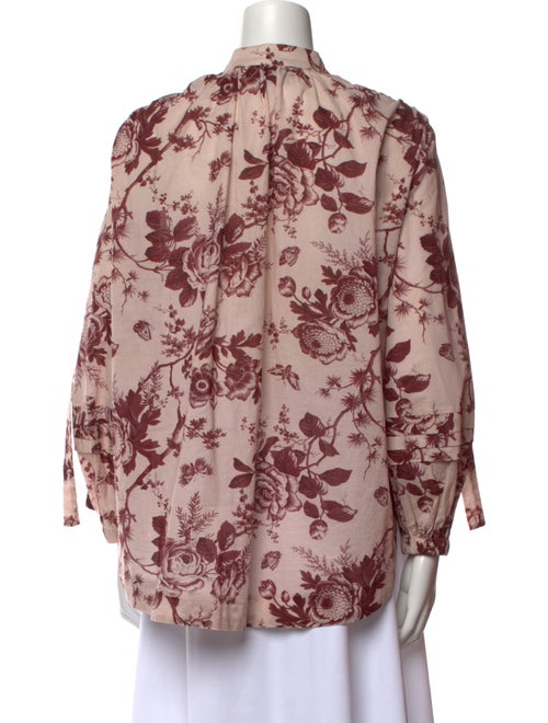 ALÉMAIS Floral Print Mock Neck Blouse