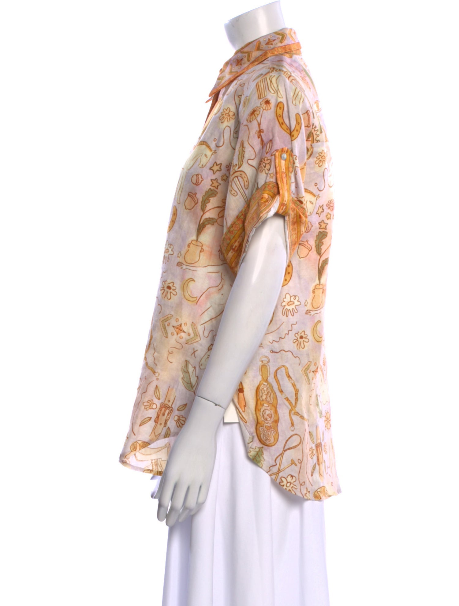 ALÉMAIS Linen Paisley Print Button-Up Top