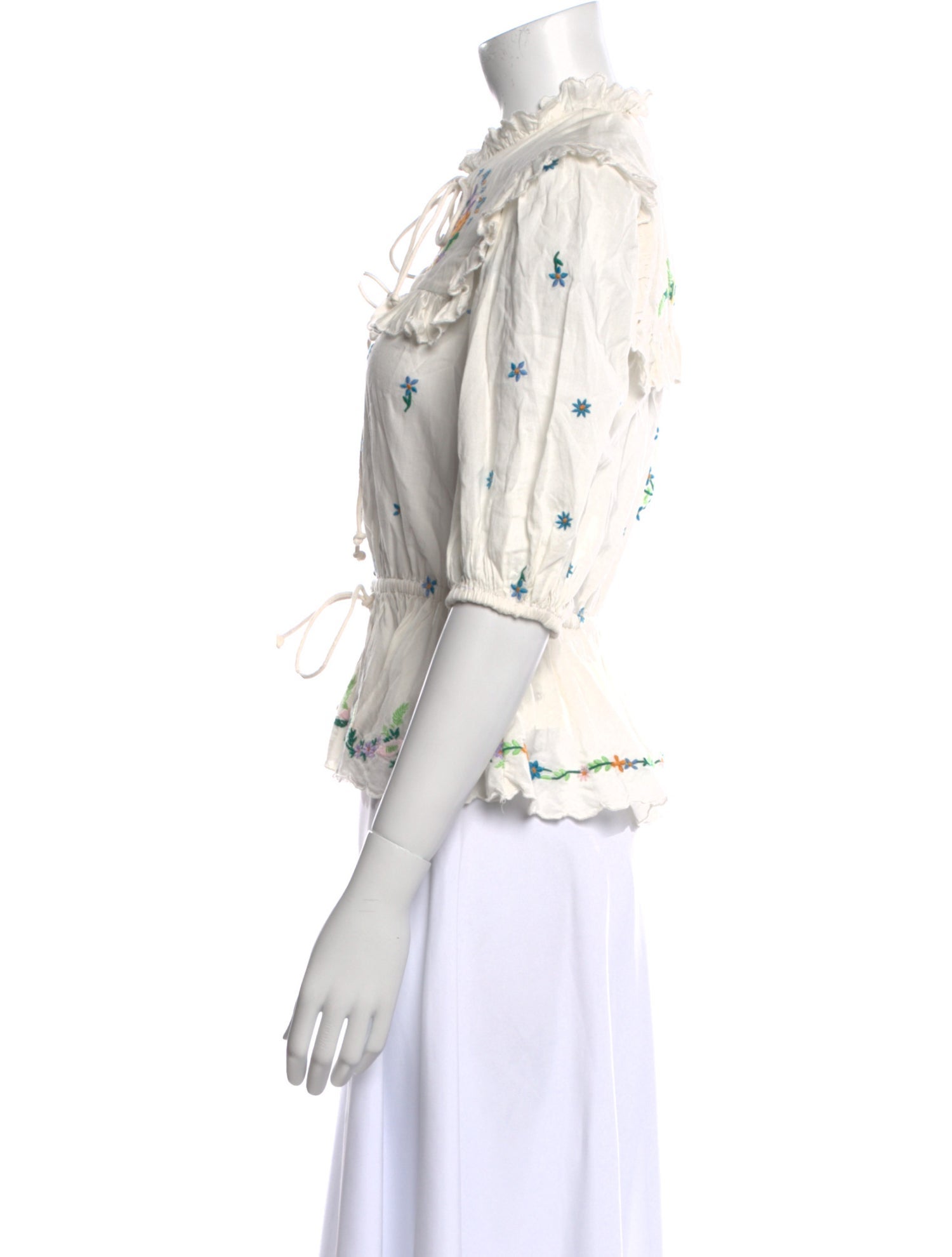 ALÉMAIS Floral Print Mock Neck Blouse