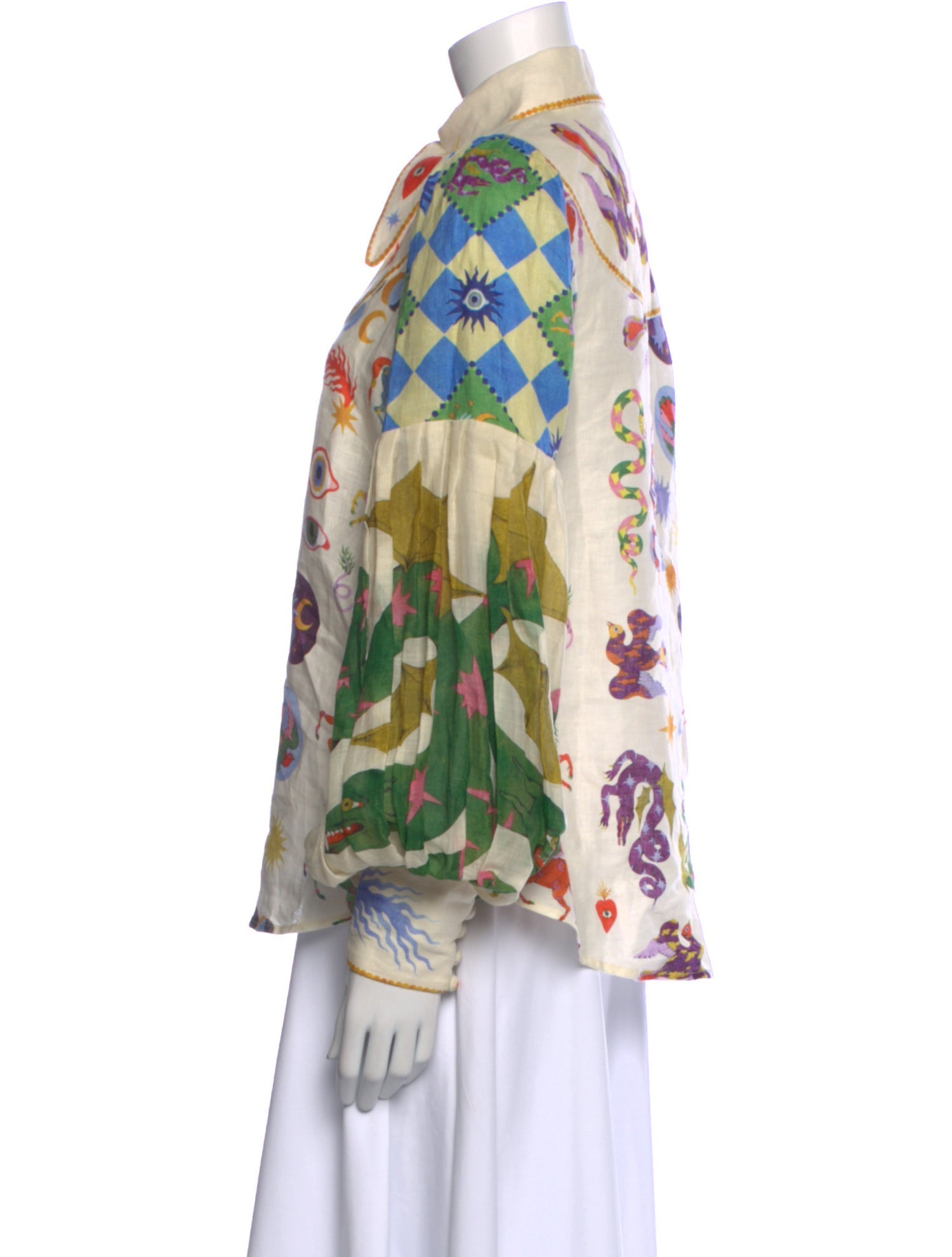 ALÉMAIS Linen Floral Print Blouse