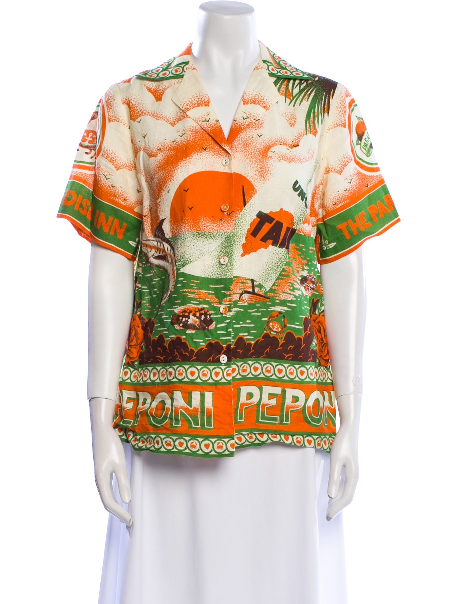 ALÉMAIS Printed V-Neck Polo