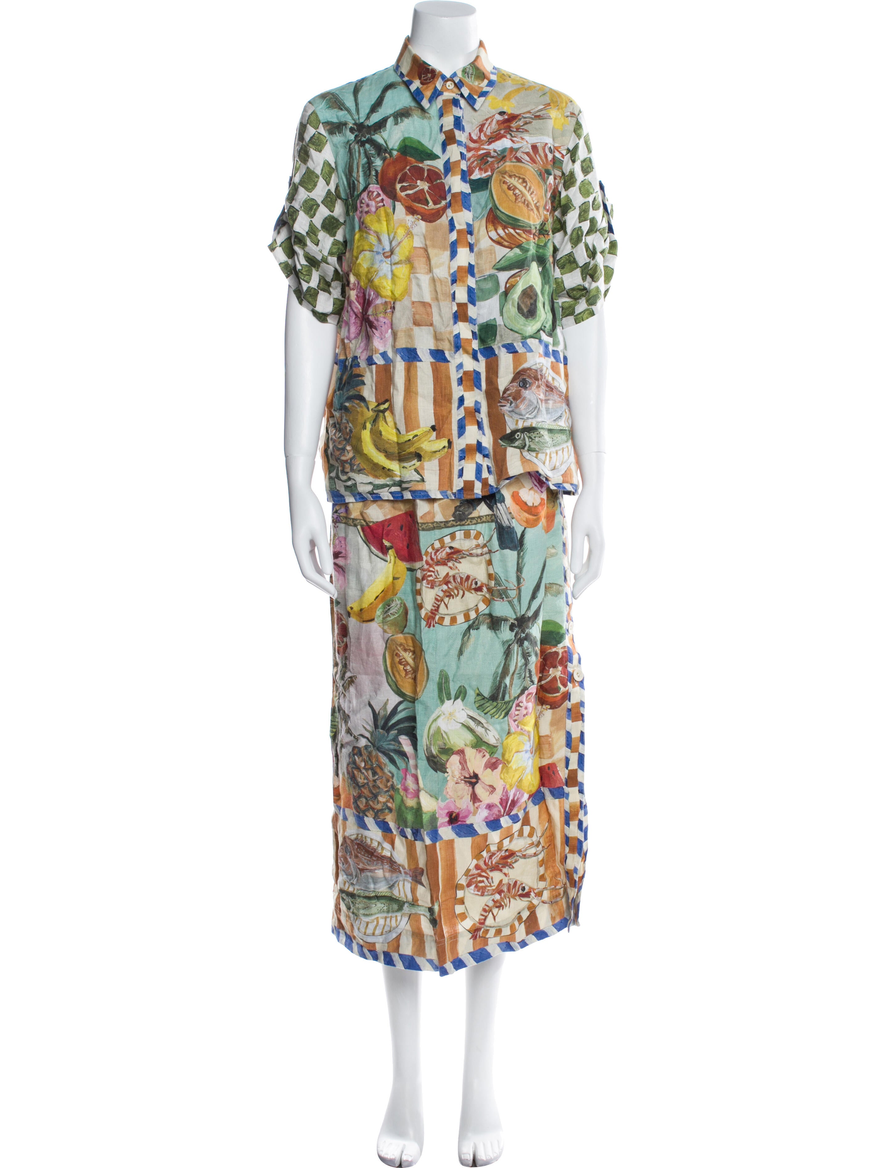 ALÉMAIS Linen Printed Skirt Set