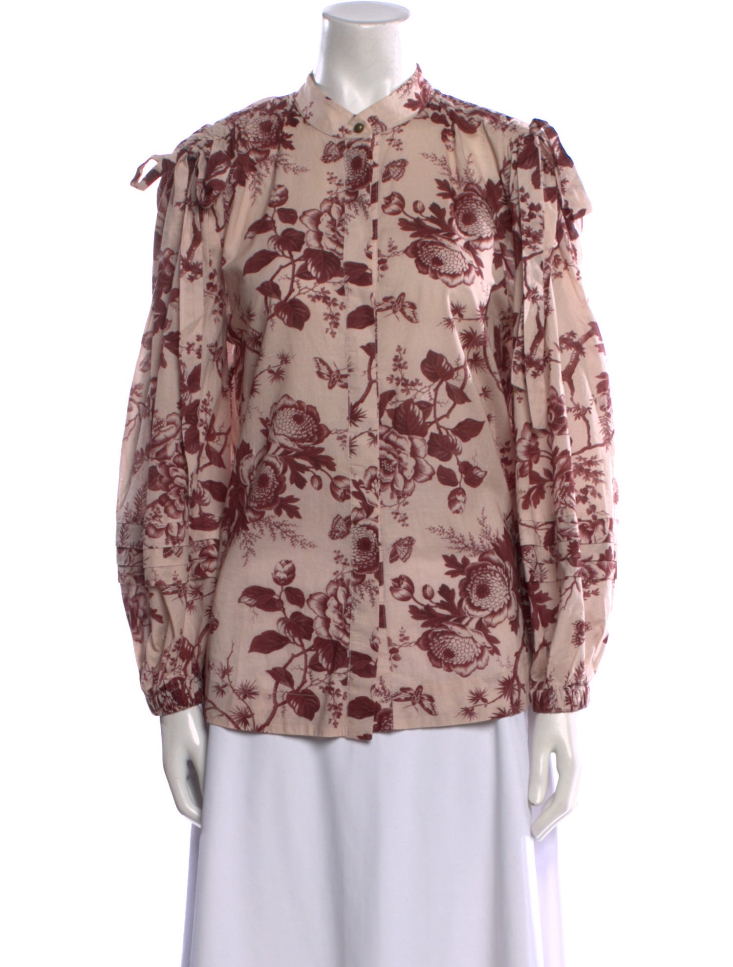ALÉMAIS Floral Print Mock Neck Blouse