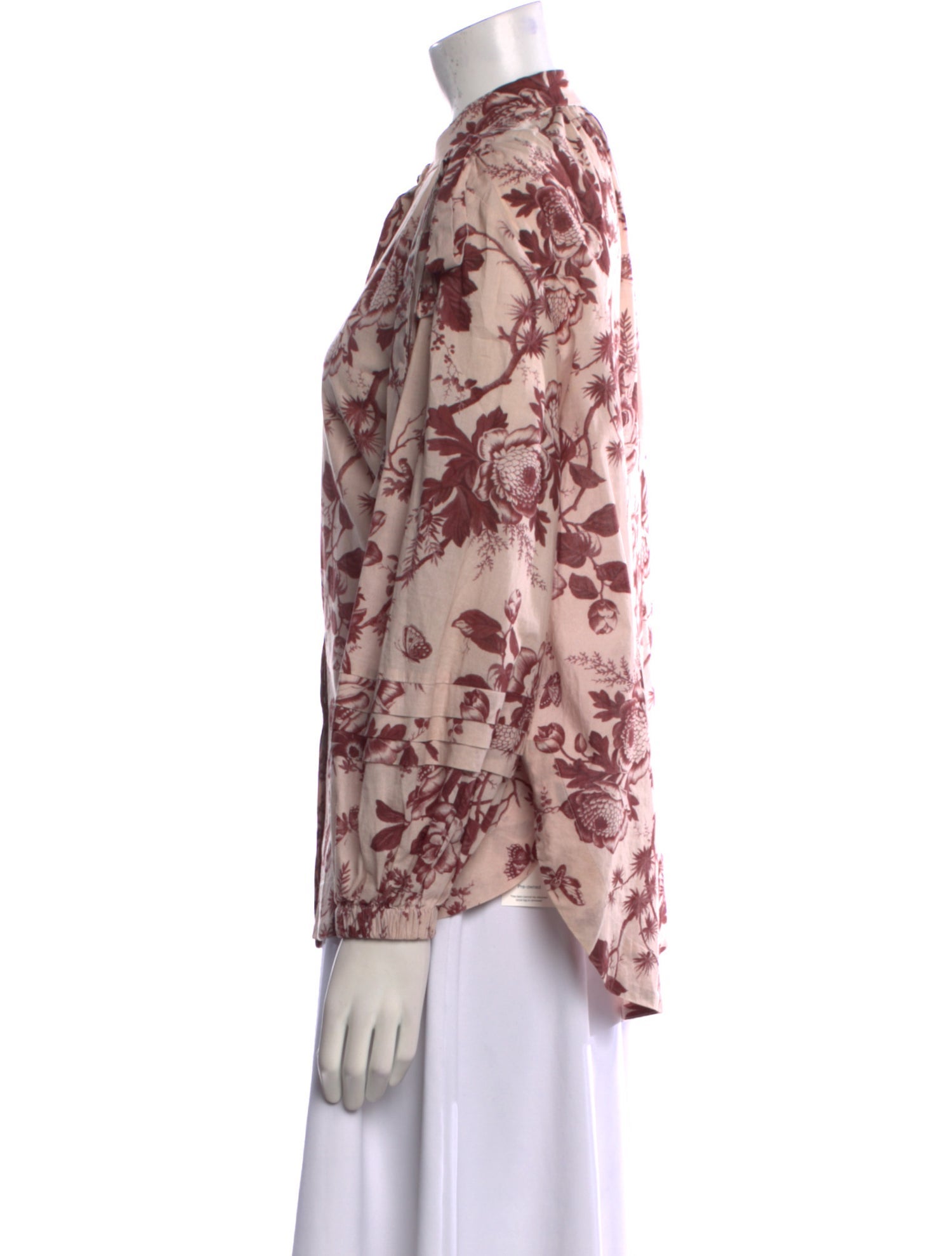 ALÉMAIS Floral Print Mock Neck Blouse