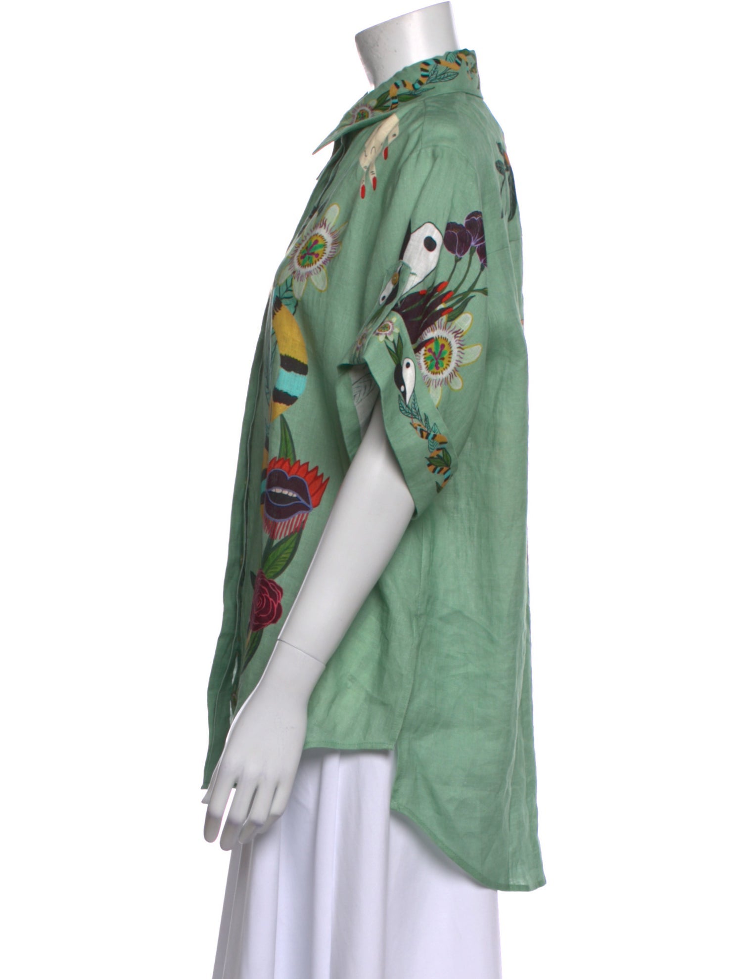 ALÉMAIS Printed Short Sleeve Button-Up Top w/ Tags