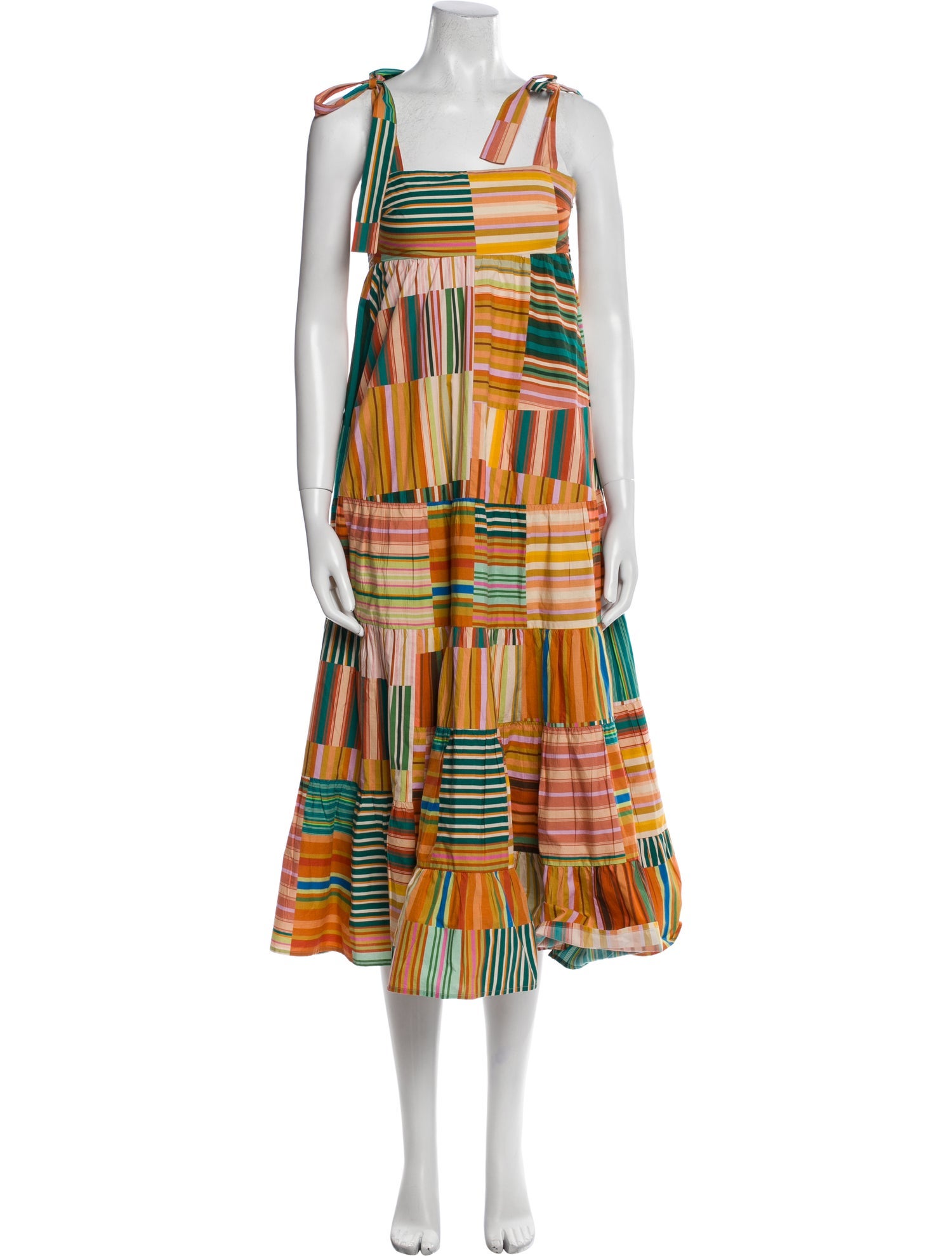 ALÉMAIS Striped Midi Length Dress