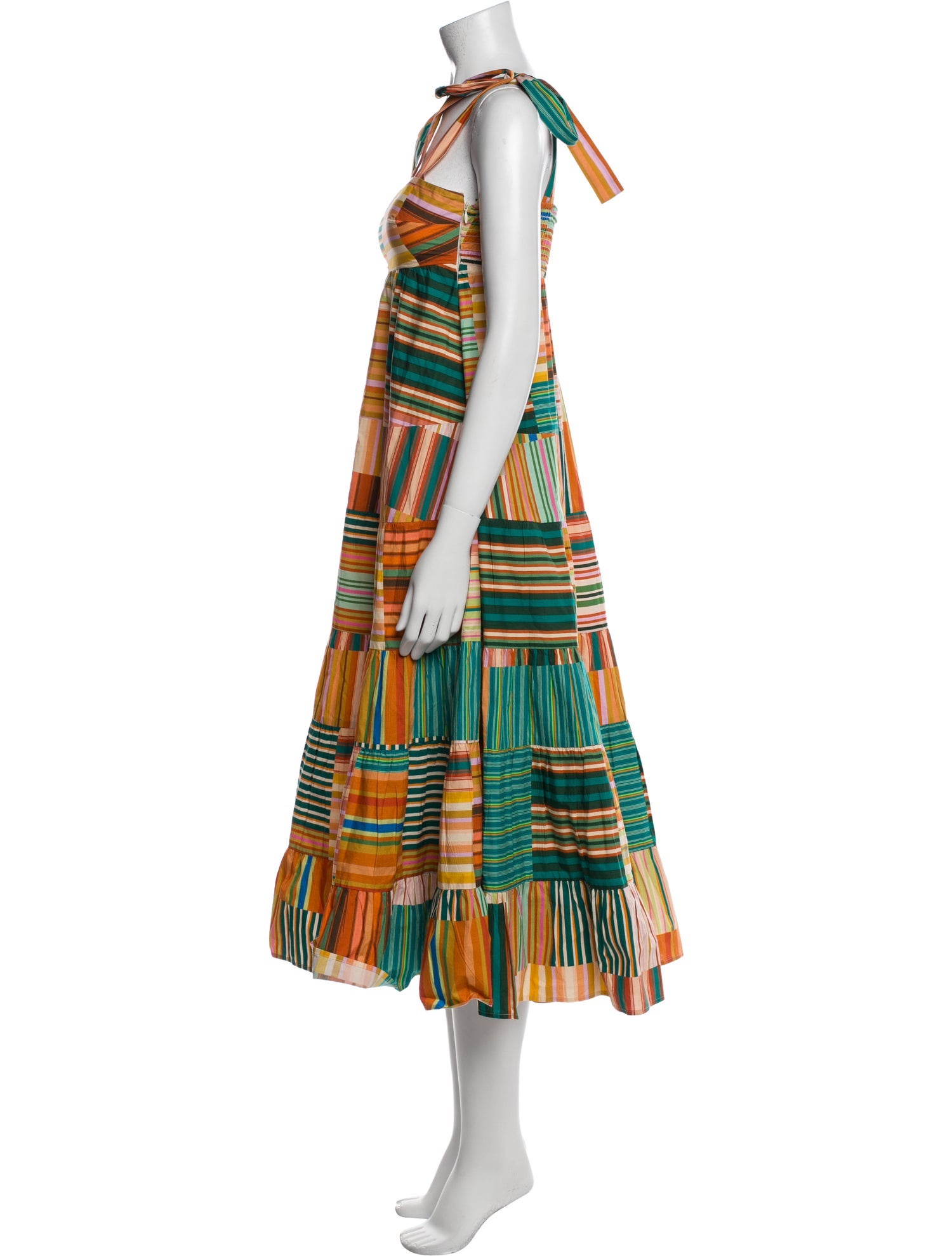 ALÉMAIS Striped Midi Length Dress