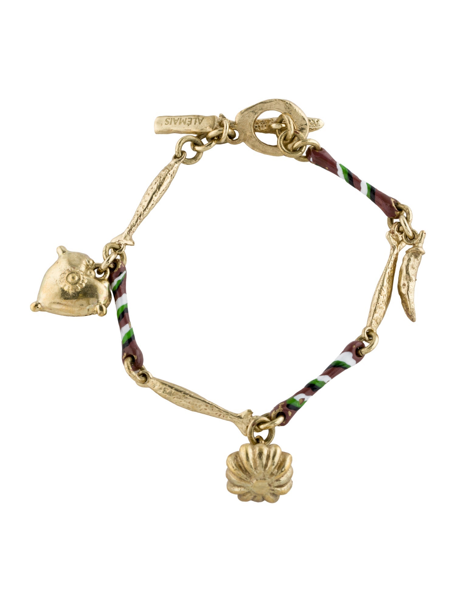 ALÉMAIS Tesori Verde Stripe Charm Bracelet