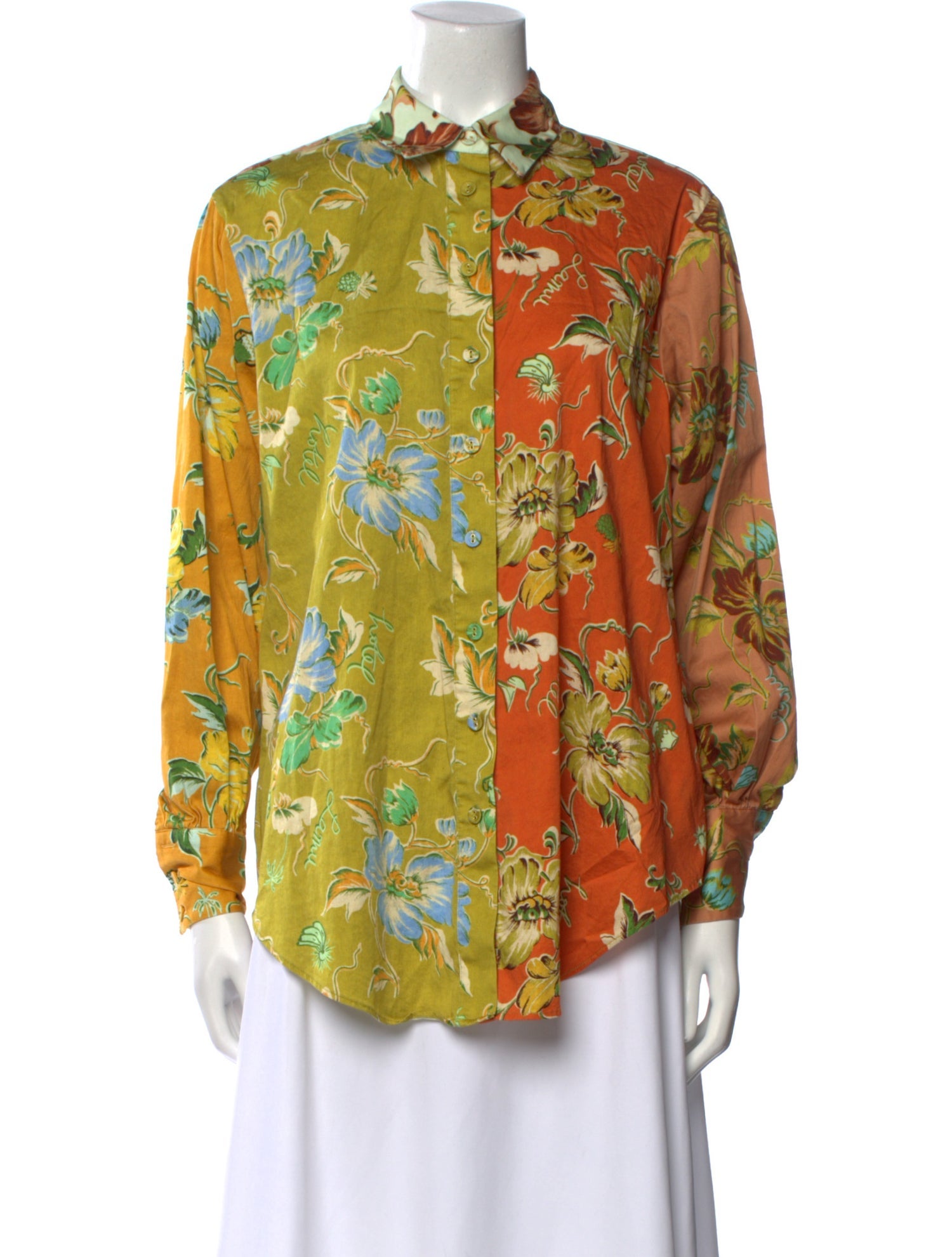 ALÉMAIS Floral Print Long Sleeve Button-Up Top