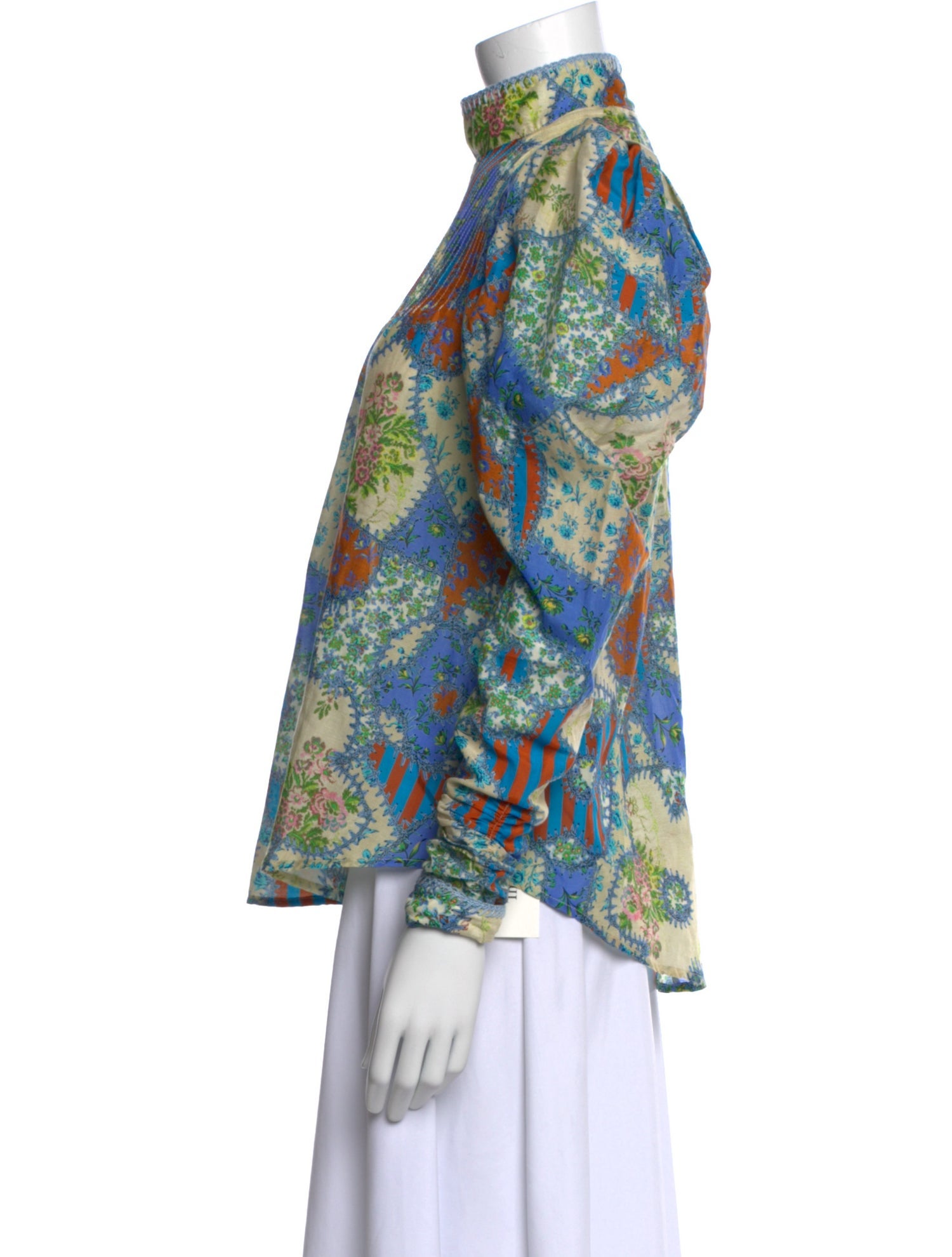 ALÉMAIS Floral Print Mock Neck Blouse