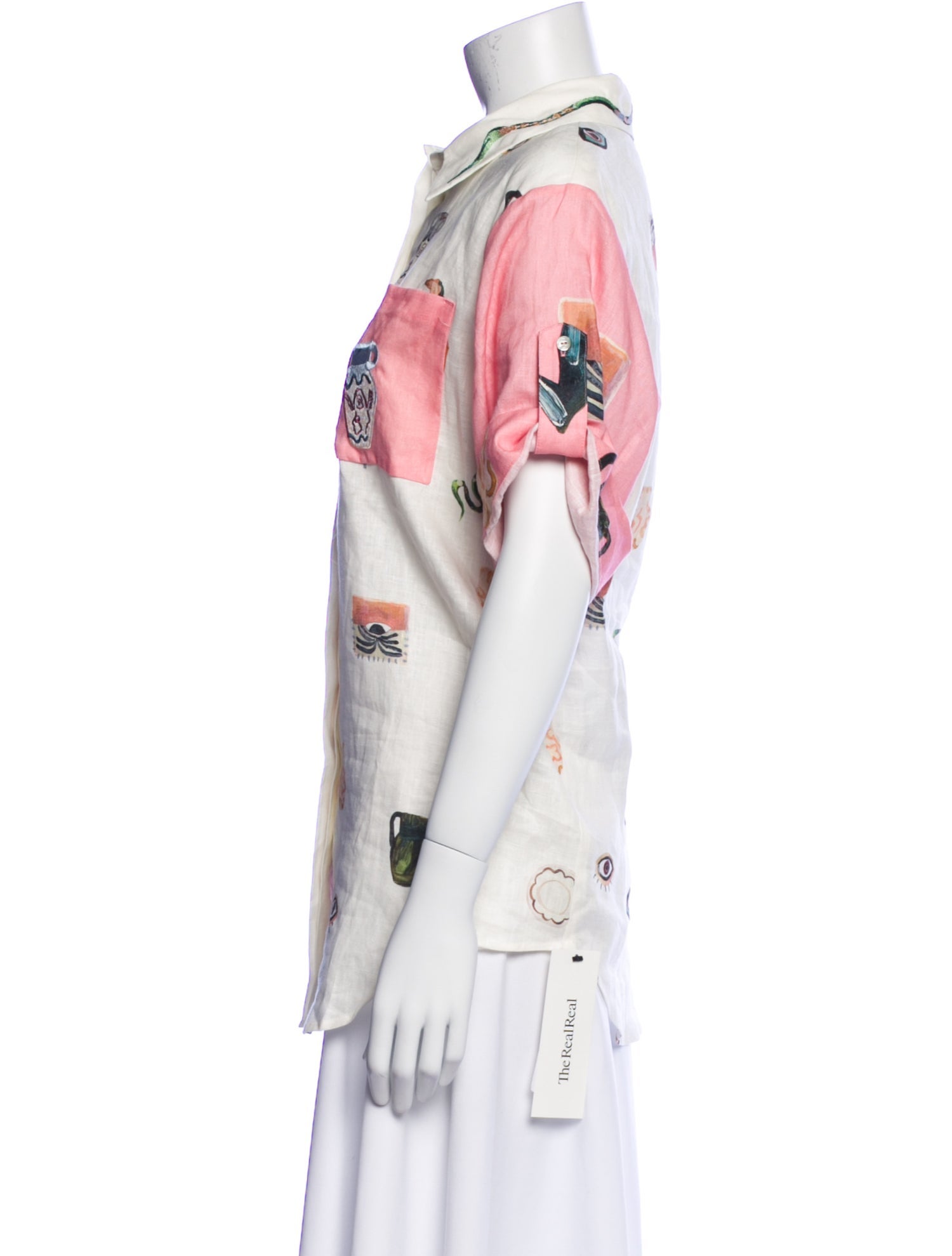 ALÉMAIS Linen Printed Button-Up Top