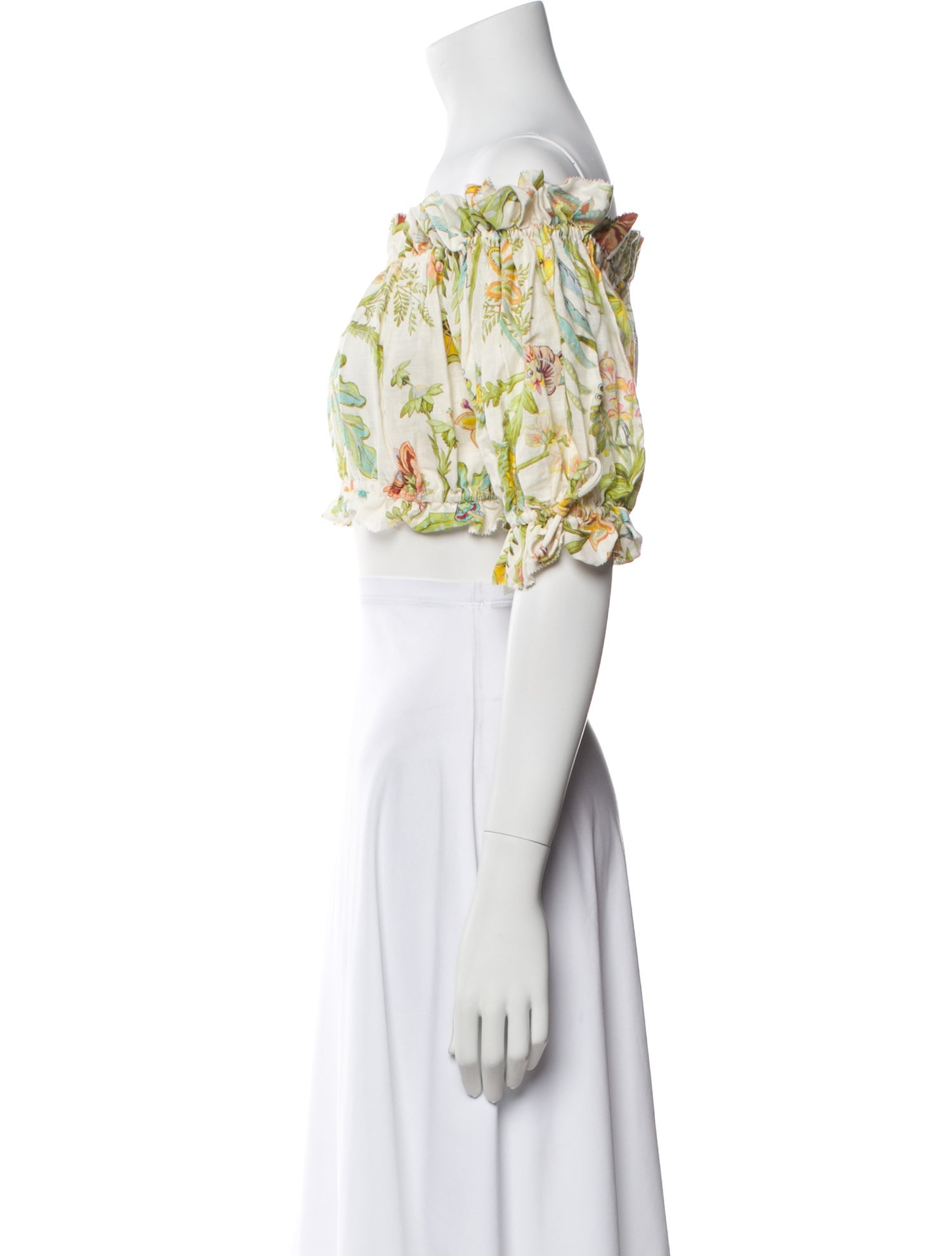 ALÉMAIS Linen Floral Print Crop Top