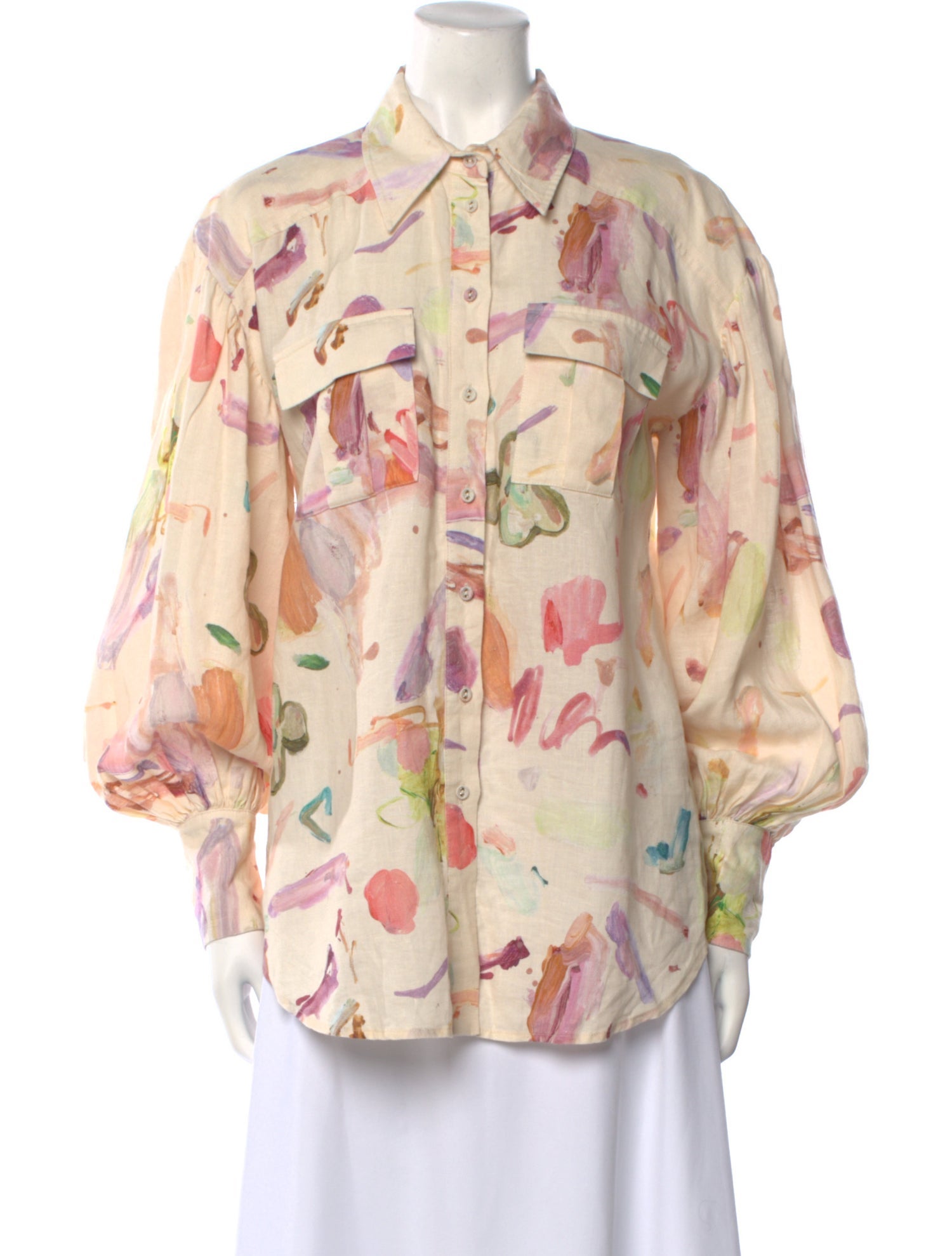ALÉMAIS Floral Print Long Sleeve Button-Up Top