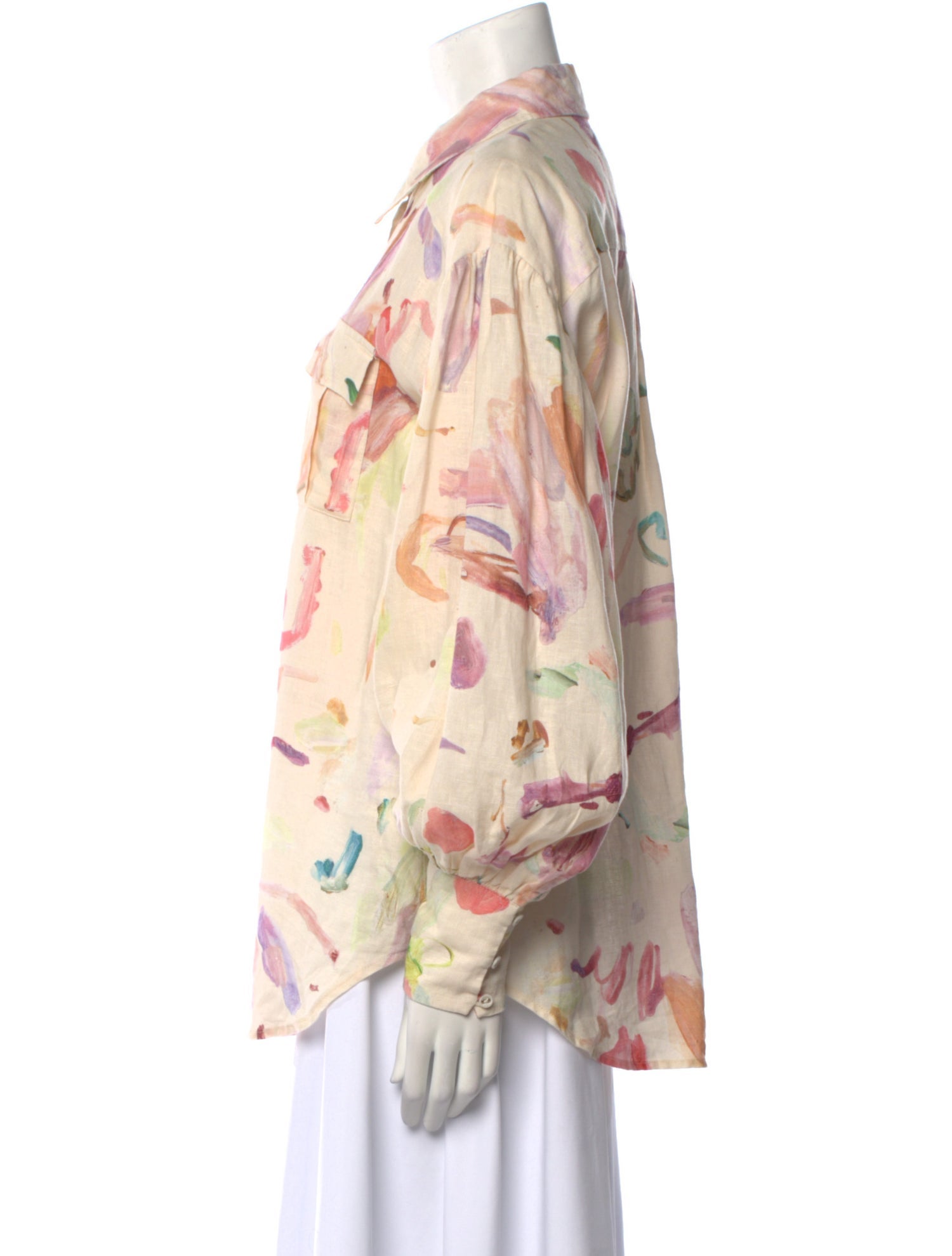 ALÉMAIS Floral Print Long Sleeve Button-Up Top