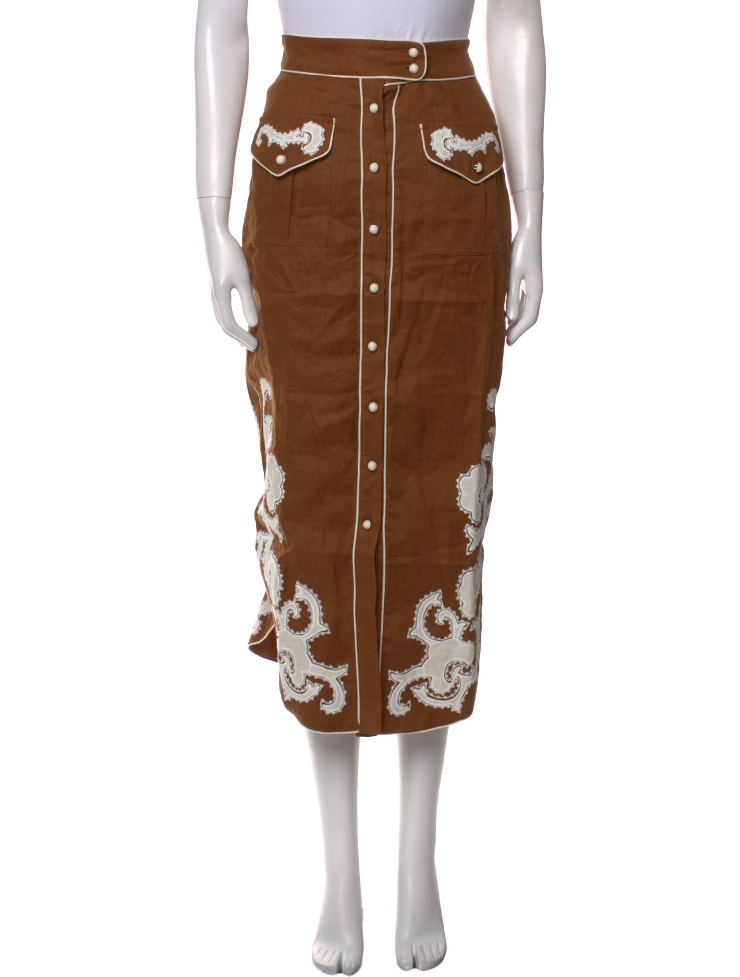 ALÉMAIS Linen Midi Length Skirt