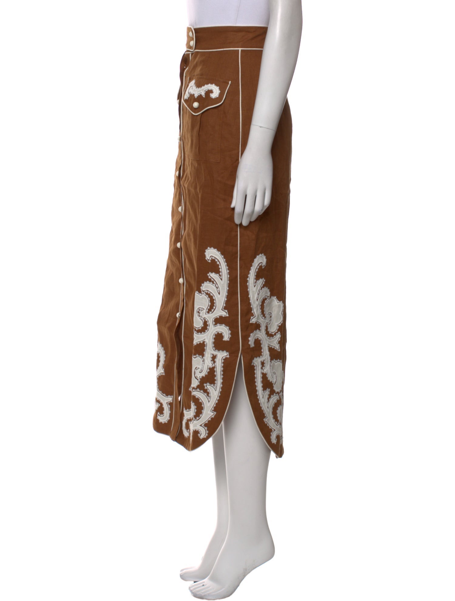 ALÉMAIS Linen Midi Length Skirt