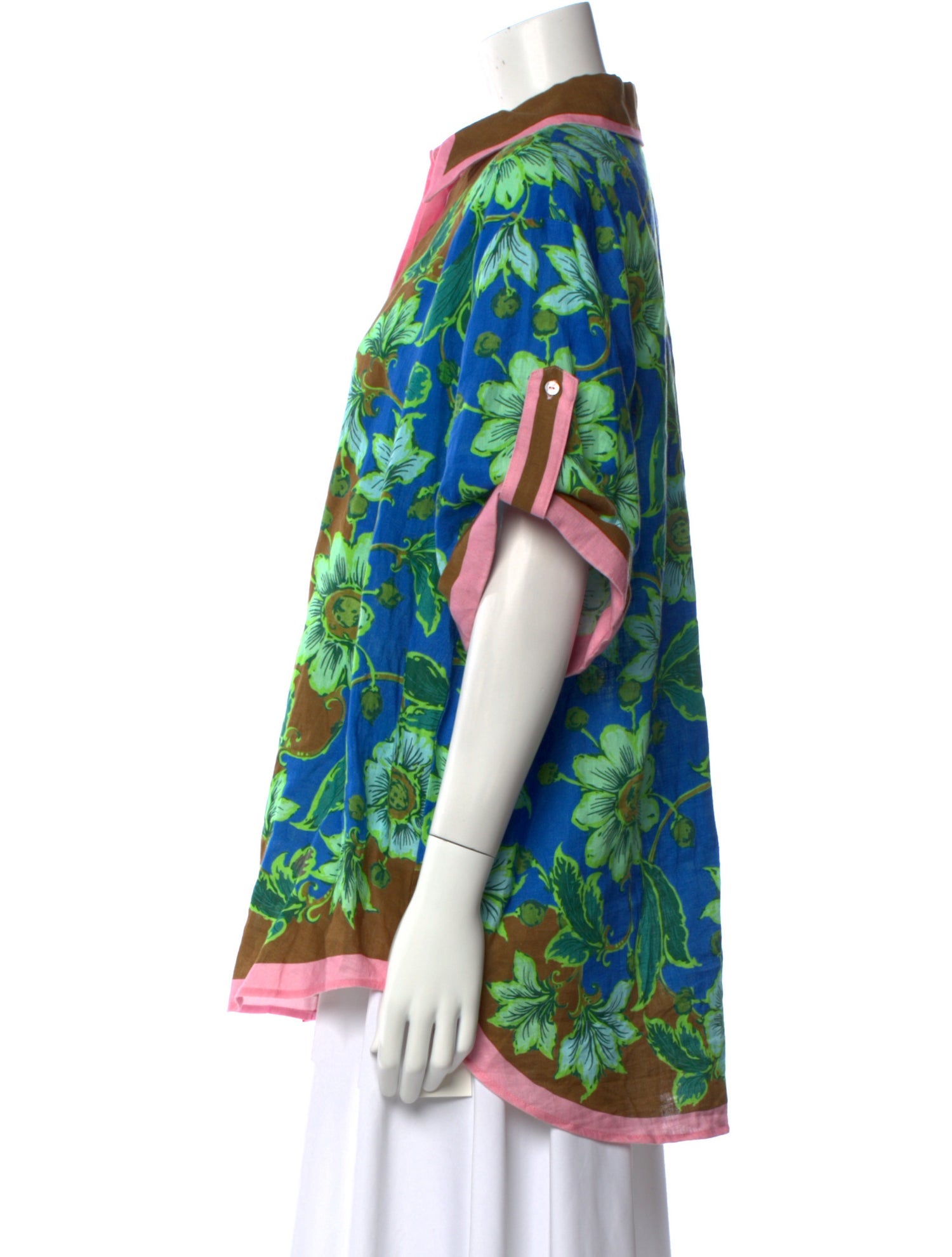 ALÉMAIS Linen Floral Print Button-Up Top