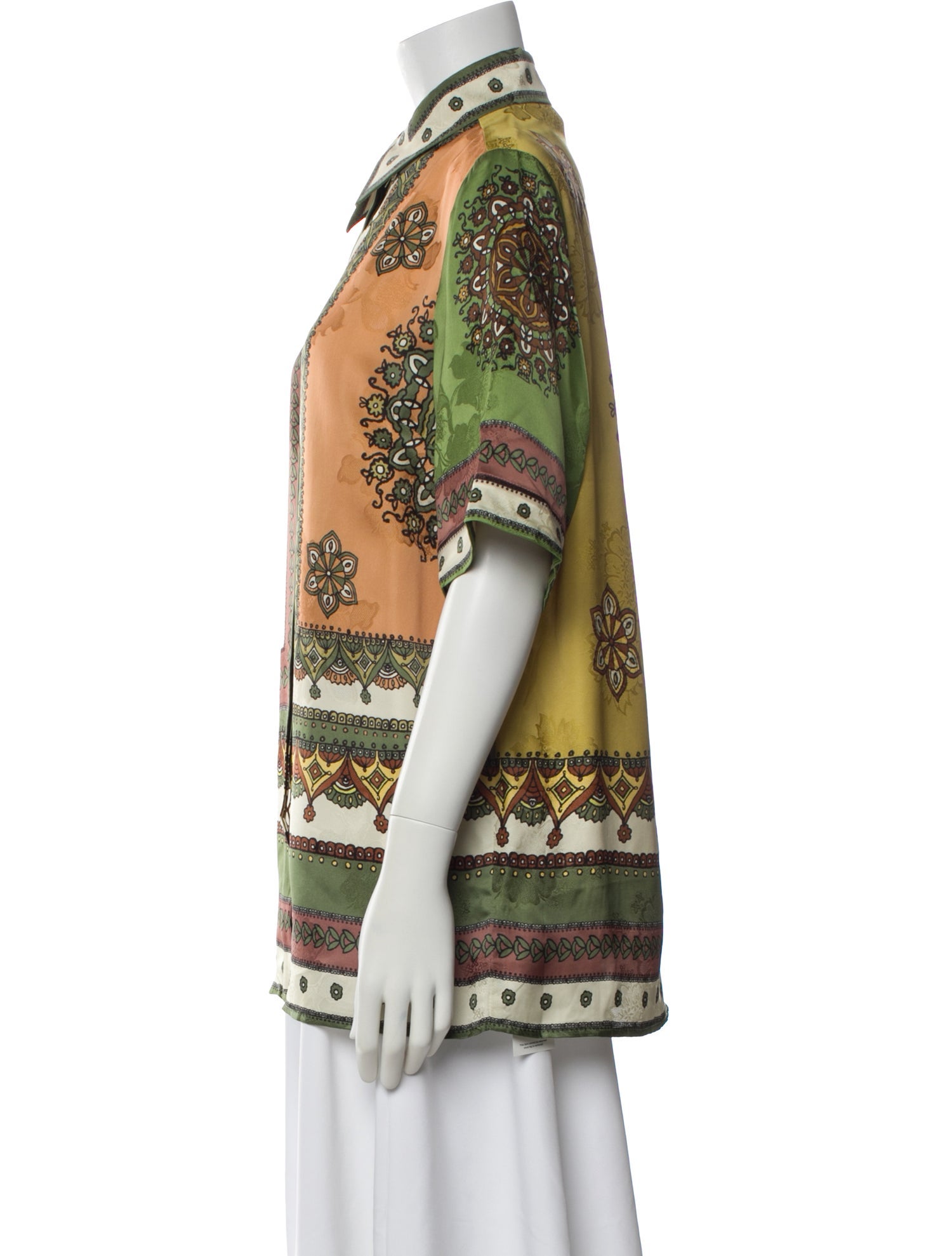 ALÉMAIS Printed Short Sleeve Blouse w/ Tags
