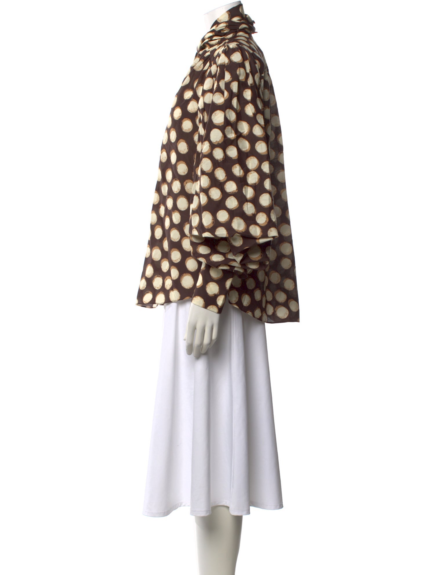 ALÉMAIS Polka Dot Print Tie Neck Blouse w/ Tags