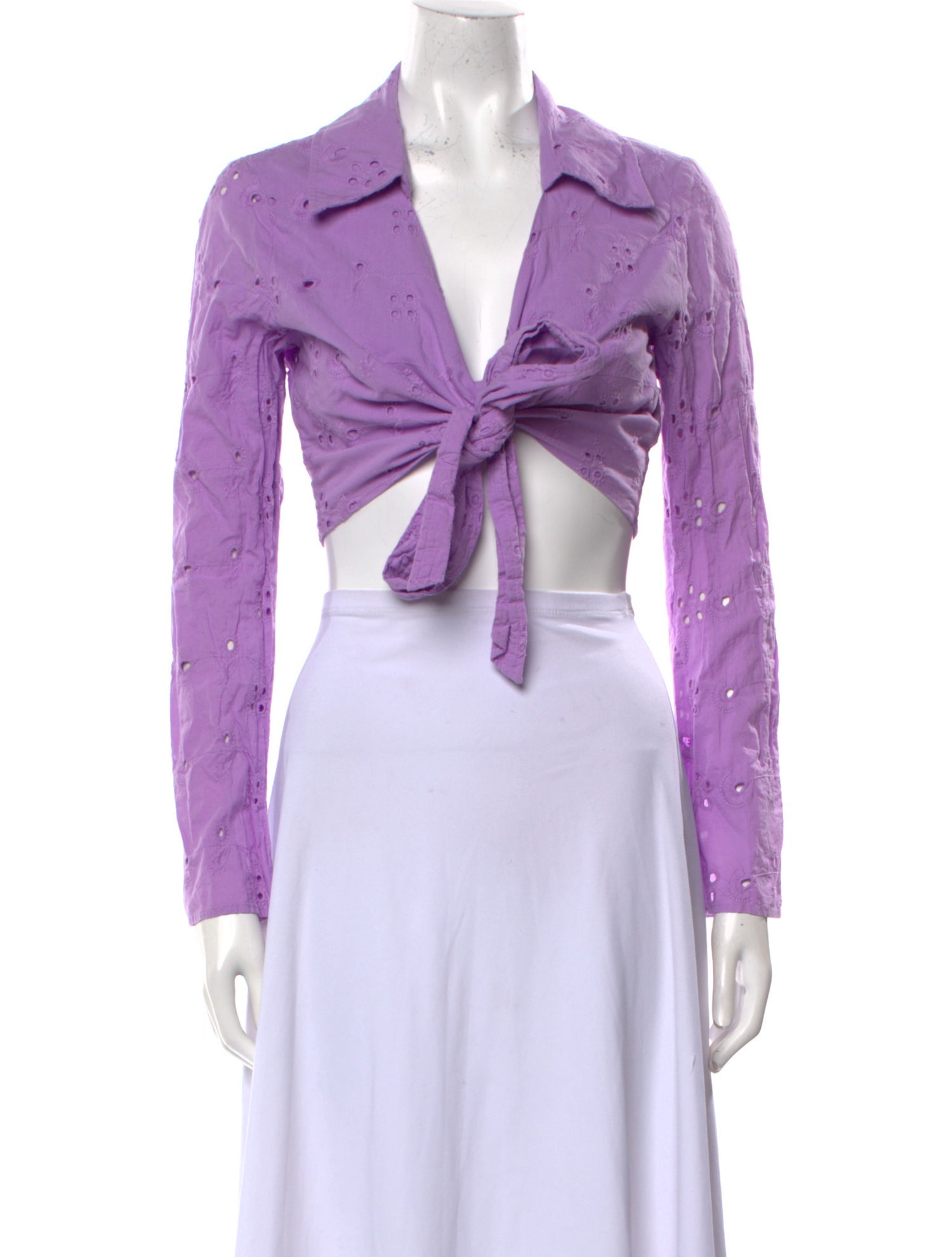 Ashley Park X Rtr V-Neck Long Sleeve Crop Top