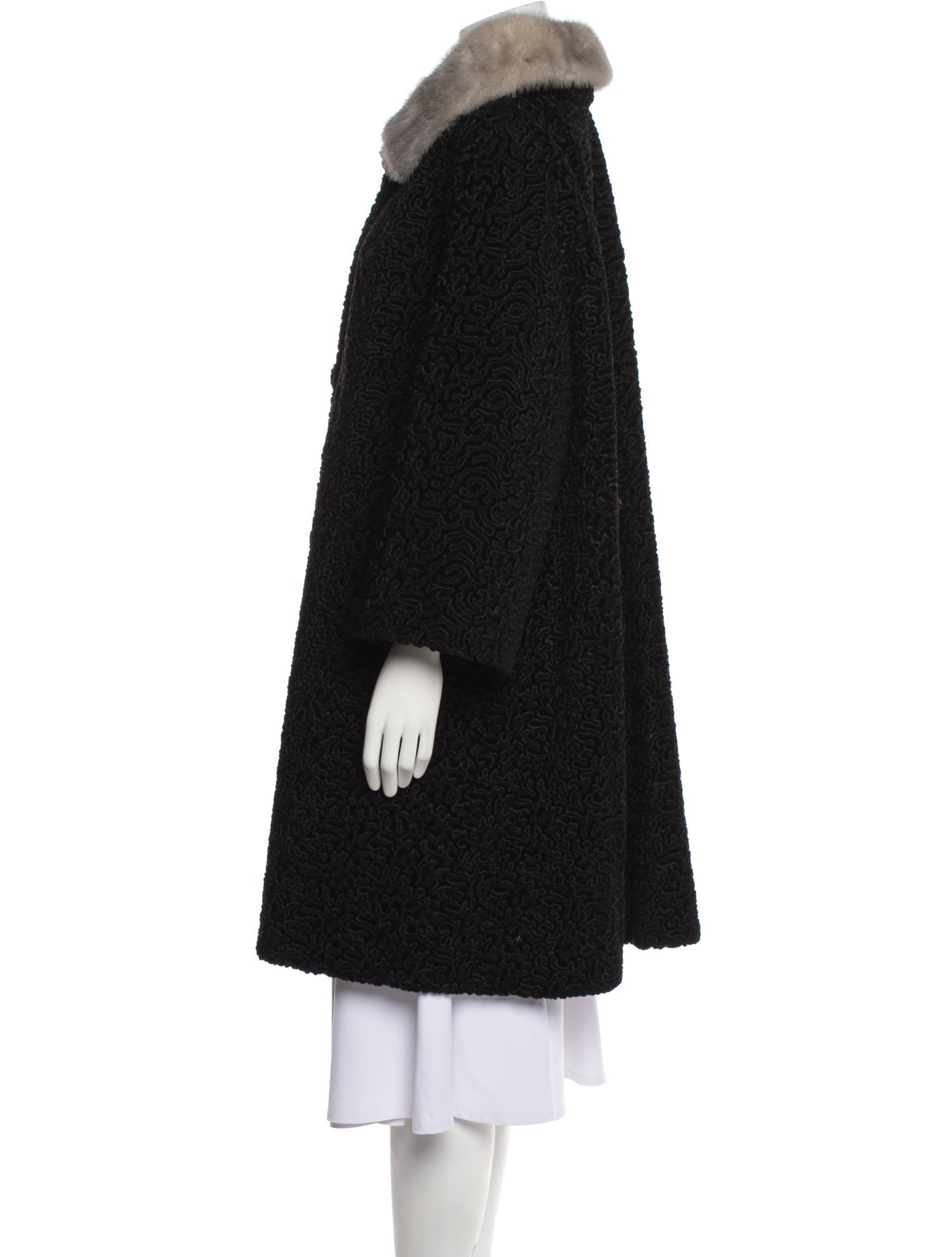 Astrakin Colorblock Pattern Faux Fur Coat