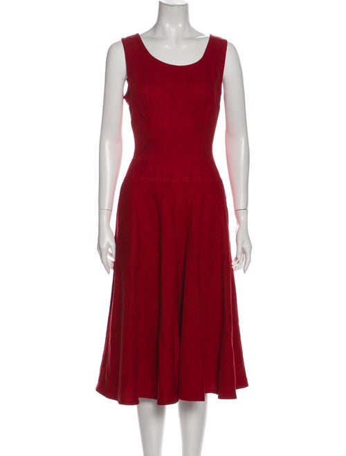 Aspesi Linen Midi Length Dress Red