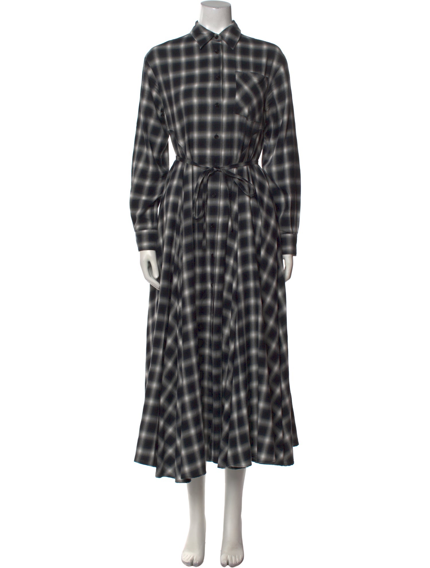 Aspesi Plaid Print Long Dress