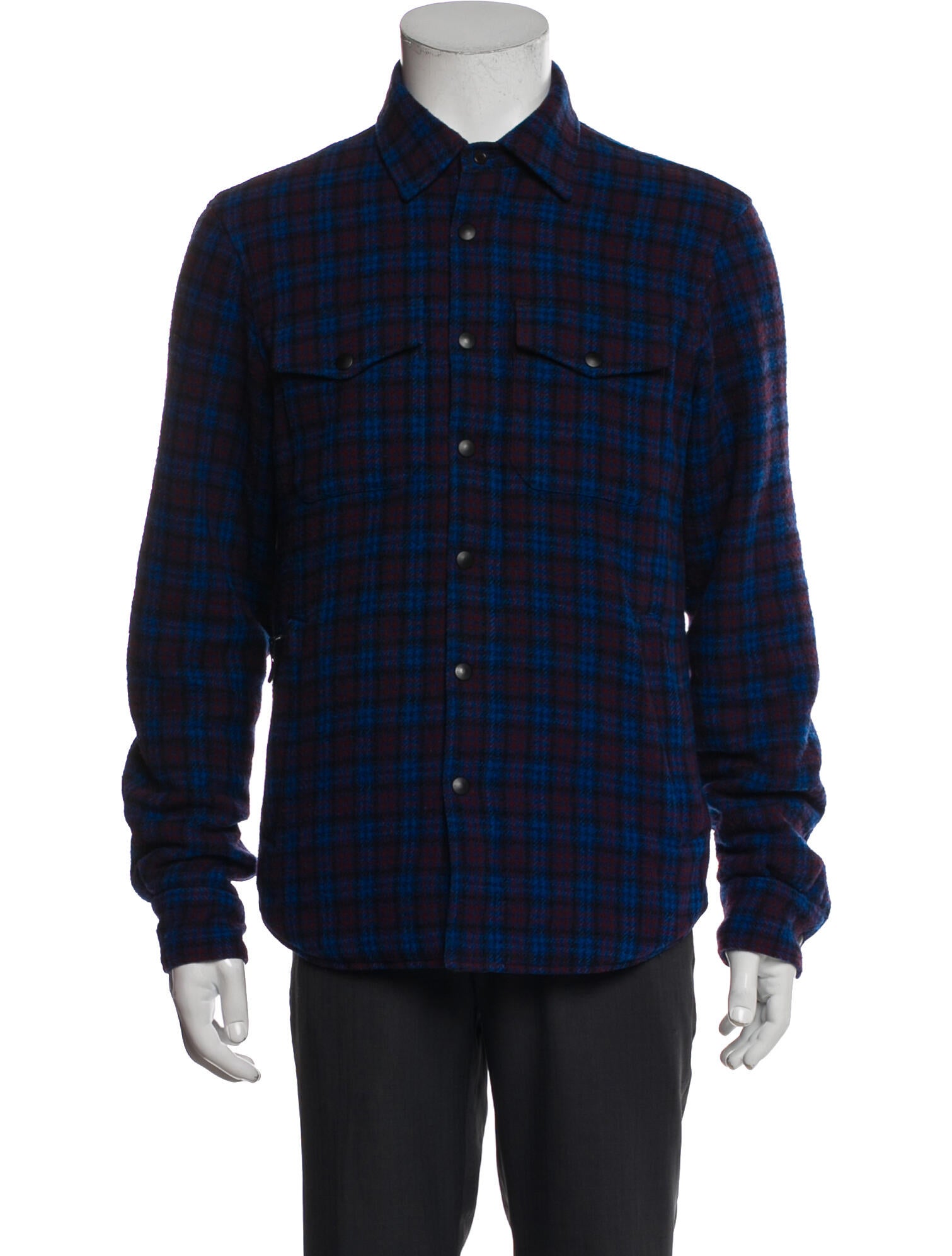 Aspesi Wool Plaid Print Trucker Jacket