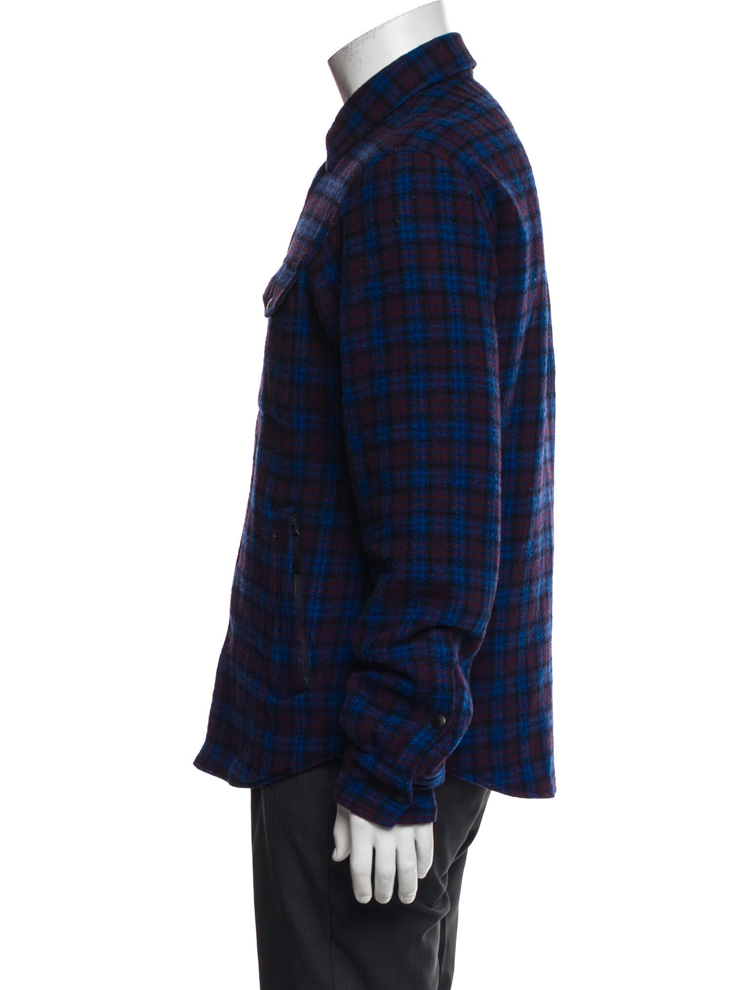 Aspesi Wool Plaid Print Trucker Jacket