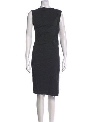 Pre-owned Aspesi Scoop Neck Knee-length Dress In Gray